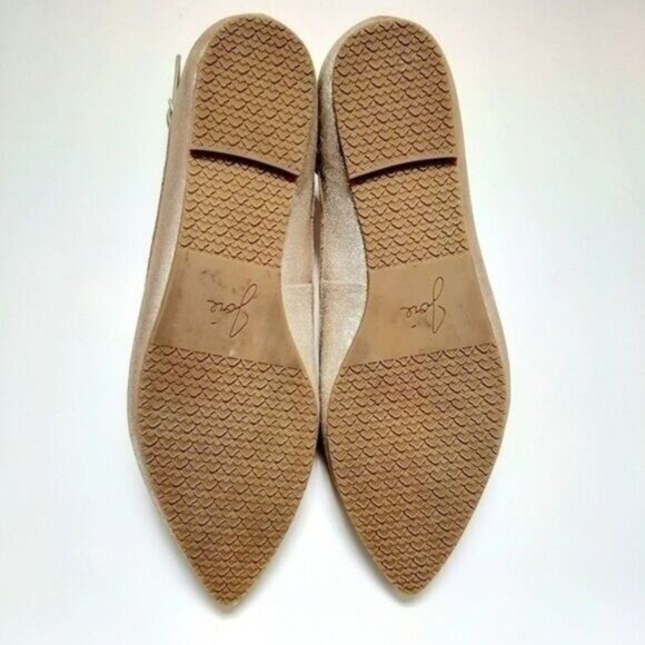 JOIE Temple Gold Metallic Pointed Toe Ankle Strap Flats Sz US 6 EUR 36 - Picture 10 of 13